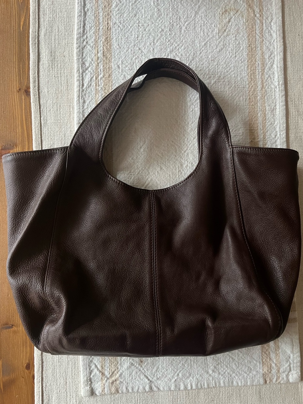 Classic Minimal Brown Leather Hobo Bag
